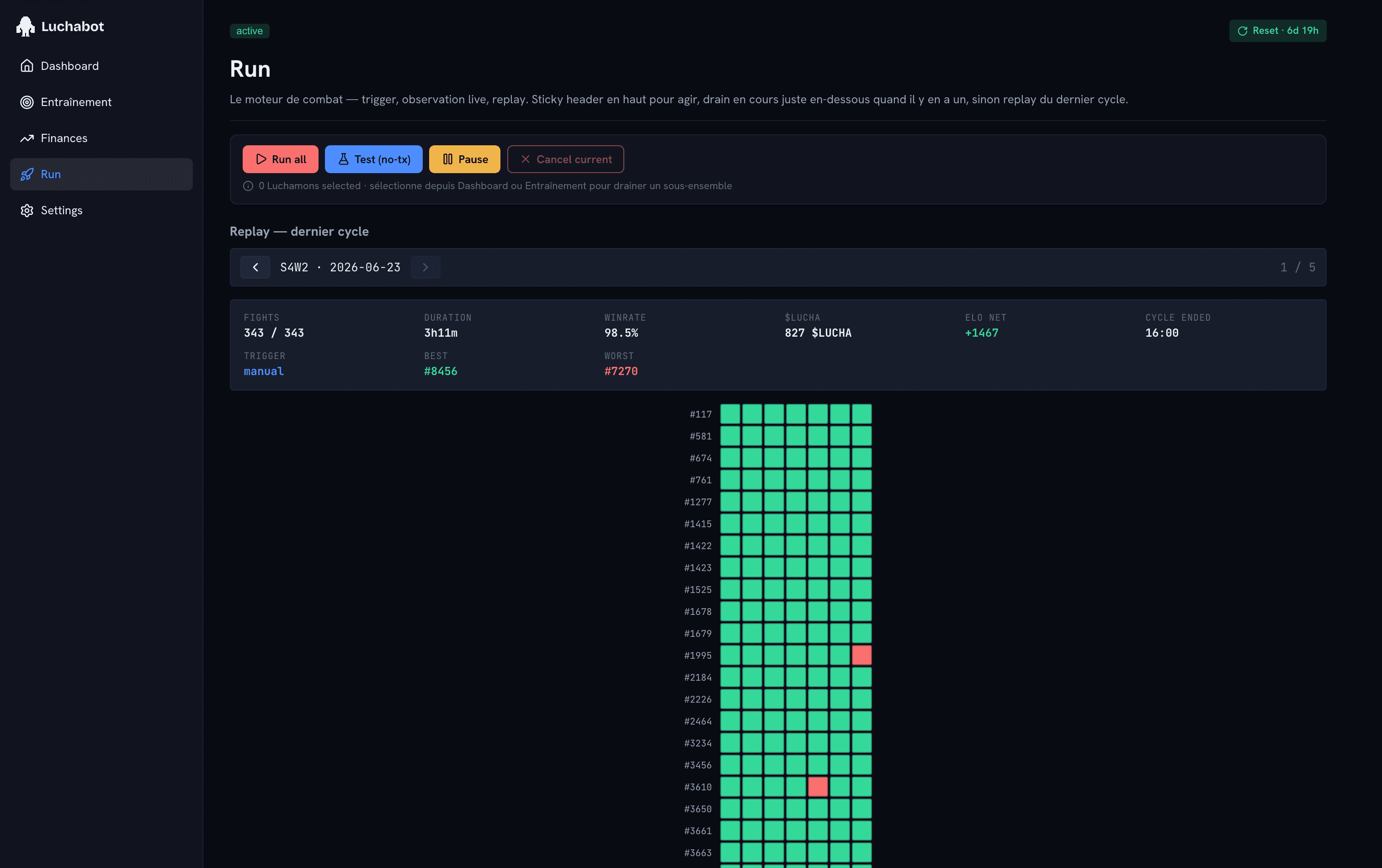 Live run & fight heatmap
