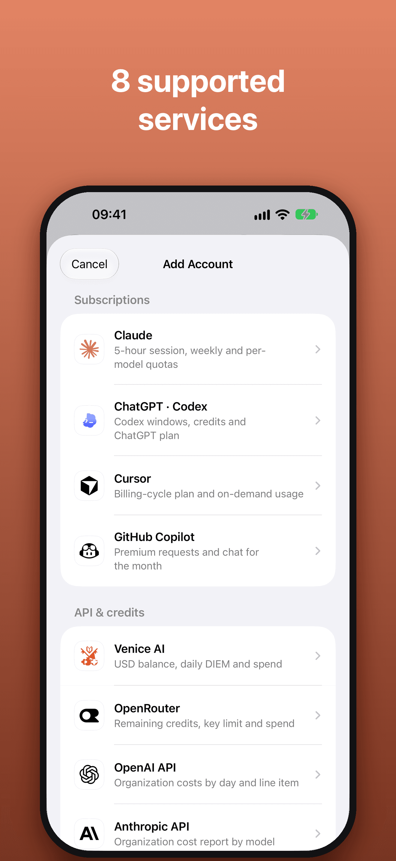 8 supported services