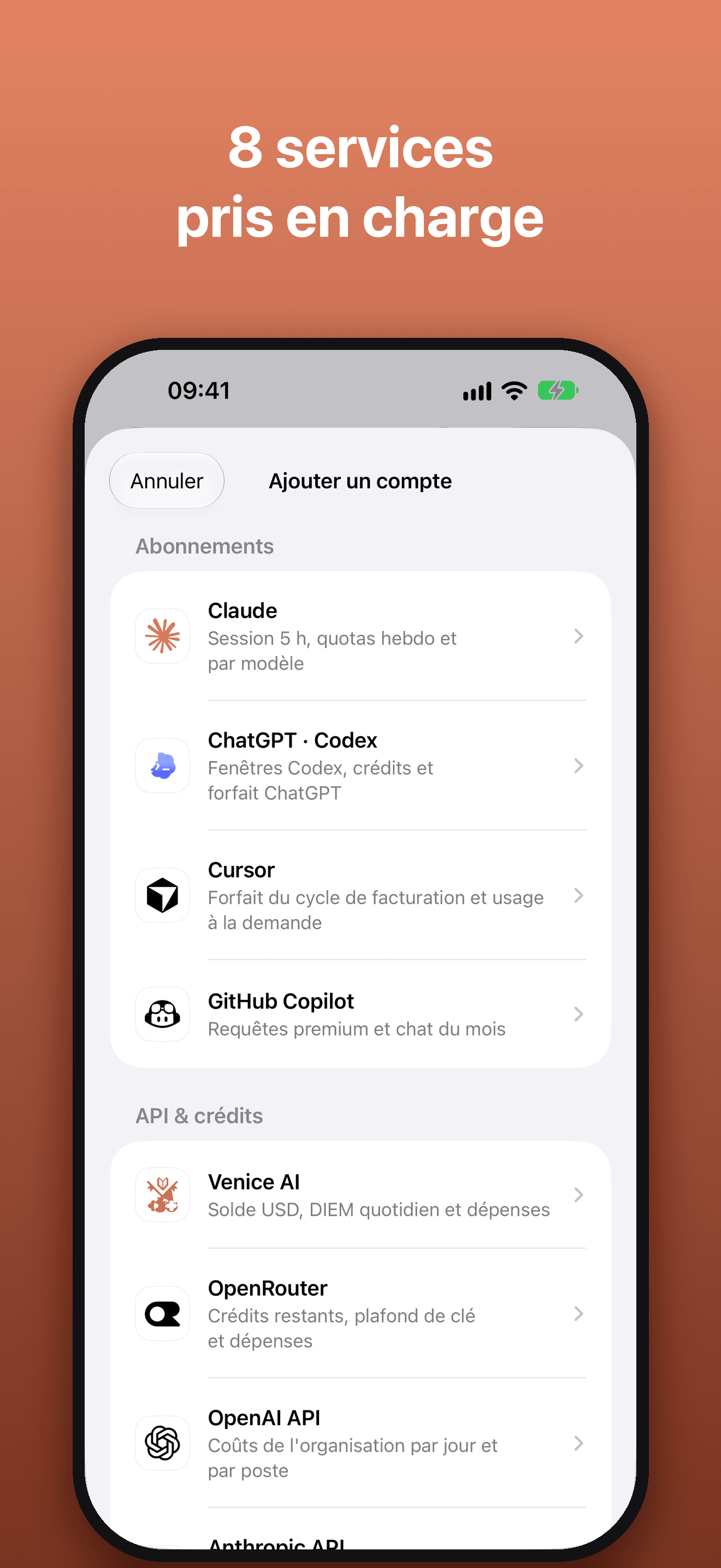 8 services pris en charge